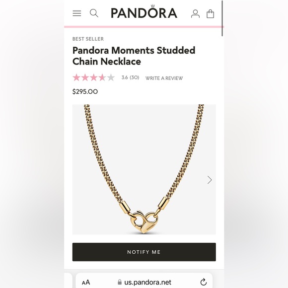 Pandora Gold Studded Chain Necklace - Picture 2 of 6